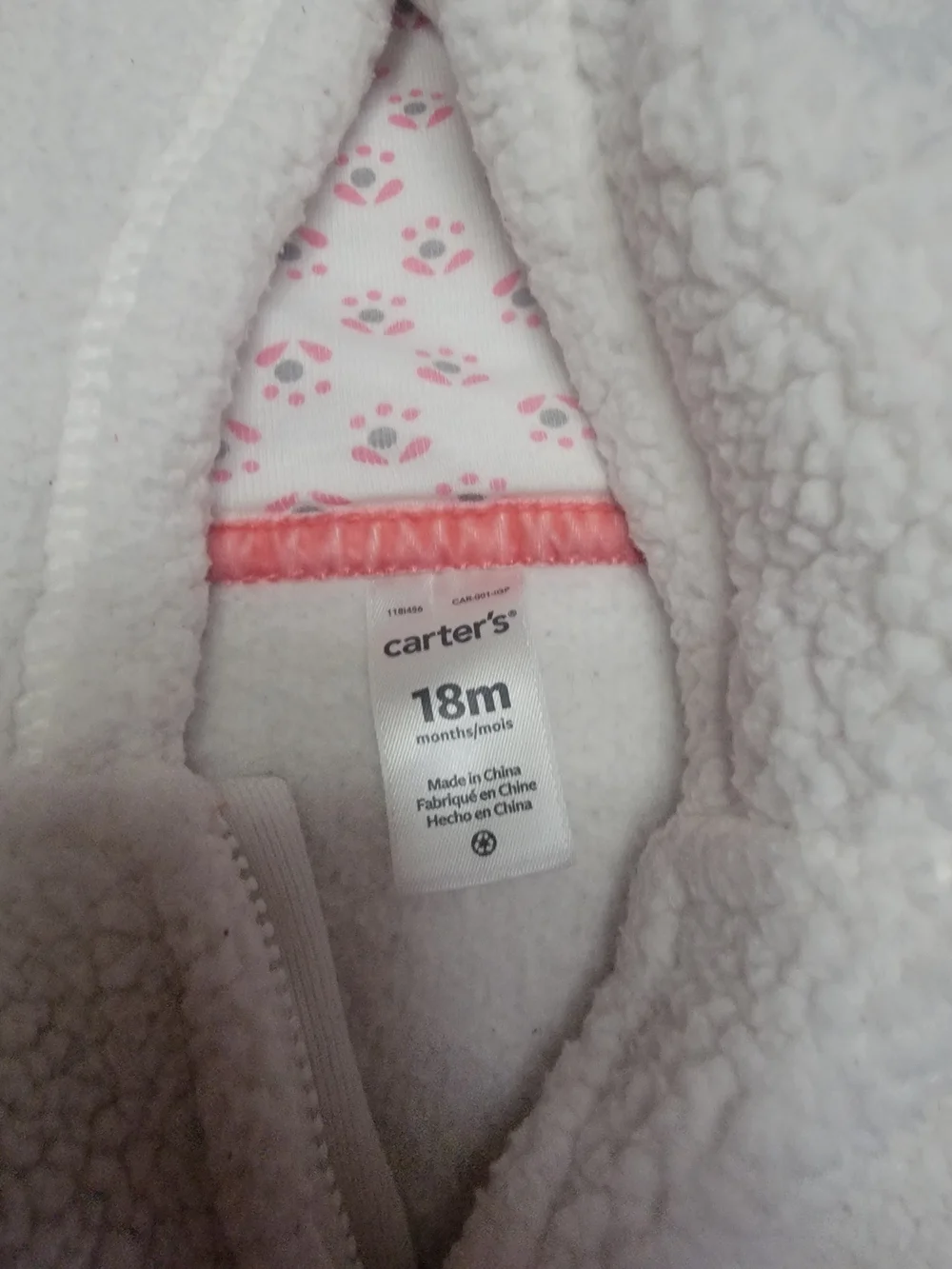 Carter's Cream Sherpa Hooded One-Piece Footie
